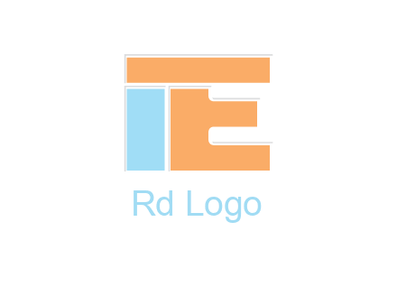 letter E with block forming letter I