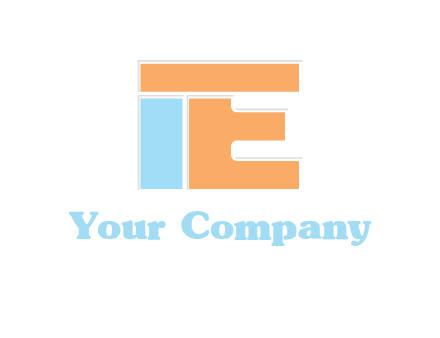 letter E with block forming letter I