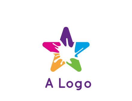 negative spacing of splash in colorful star art logo