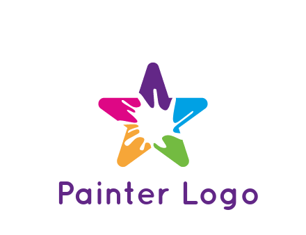 negative spacing of splash in colorful star art logo