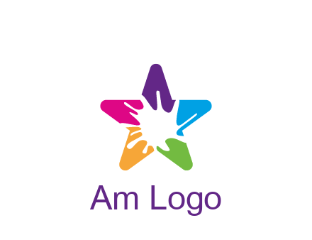 negative spacing of splash in colorful star art logo