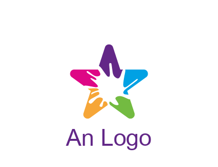 negative spacing of splash in colorful star art logo
