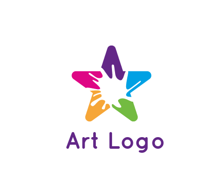 negative spacing of splash in colorful star art logo