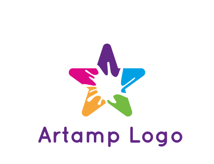 negative spacing of splash in colorful star art logo