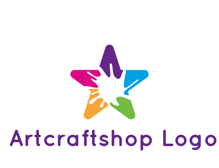 negative spacing of splash in colorful star art logo