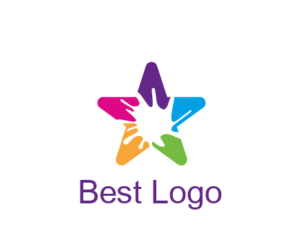 negative spacing of splash in colorful star art logo