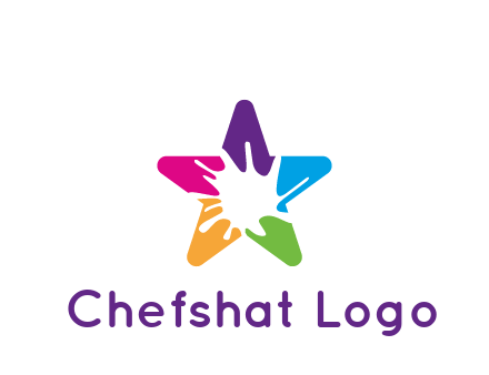 negative spacing of splash in colorful star art logo