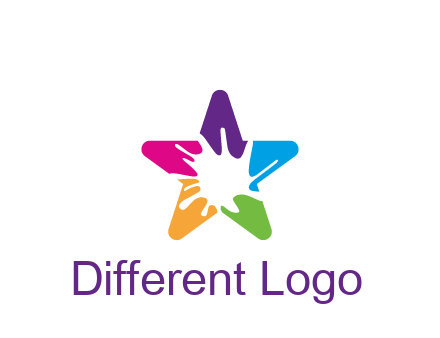 negative spacing of splash in colorful star art logo
