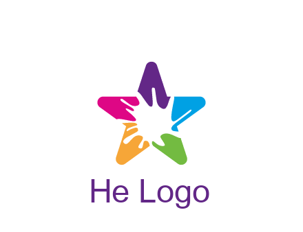 negative spacing of splash in colorful star art logo