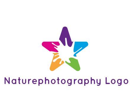 negative spacing of splash in colorful star art logo