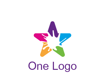 negative spacing of splash in colorful star art logo