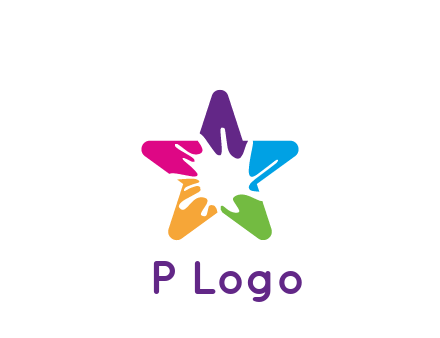 negative spacing of splash in colorful star art logo