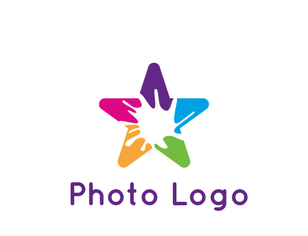 negative spacing of splash in colorful star art logo