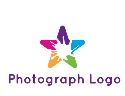 negative spacing of splash in colorful star art logo