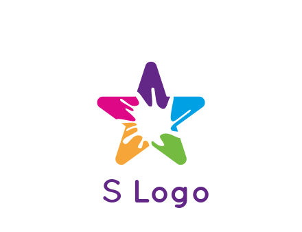 negative spacing of splash in colorful star art logo