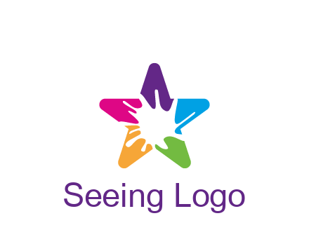 negative spacing of splash in colorful star art logo