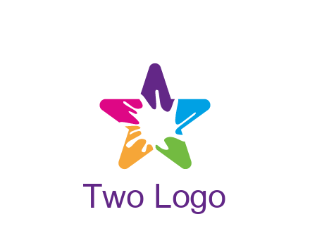 negative spacing of splash in colorful star art logo