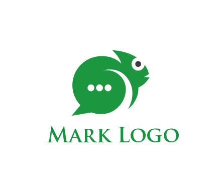 abstract chameleon with text bubble communication logo