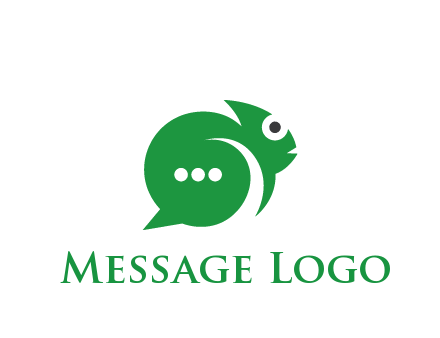 abstract chameleon with text bubble communication logo