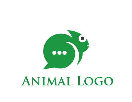 abstract chameleon with text bubble communication logo