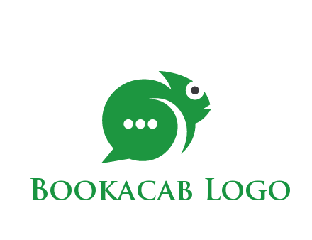 abstract chameleon with text bubble communication logo