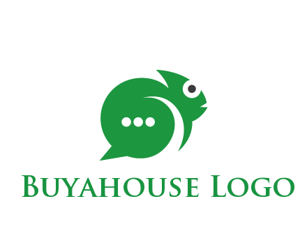abstract chameleon with text bubble communication logo