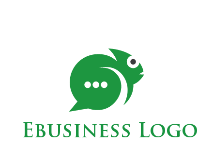 abstract chameleon with text bubble communication logo