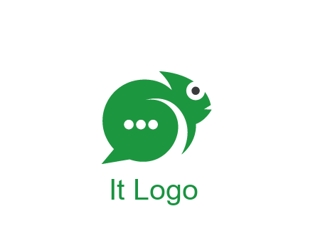 abstract chameleon with text bubble communication logo
