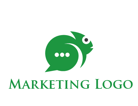 abstract chameleon with text bubble communication logo
