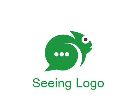abstract chameleon with text bubble communication logo
