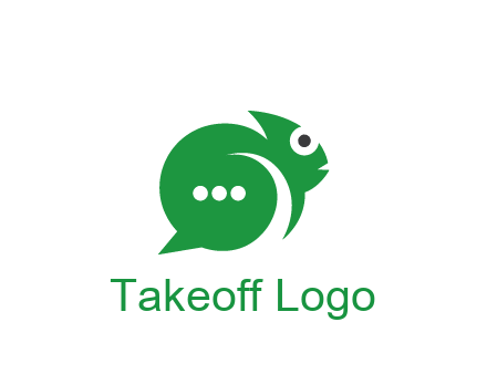 abstract chameleon with text bubble communication logo