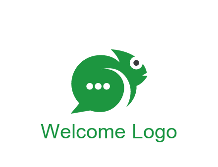 abstract chameleon with text bubble communication logo