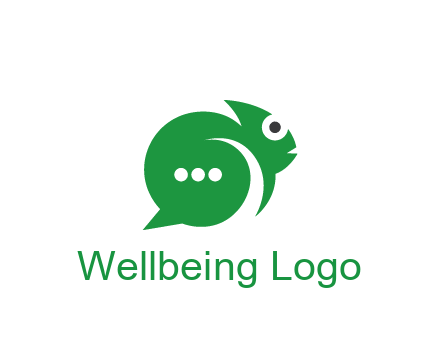 abstract chameleon with text bubble communication logo