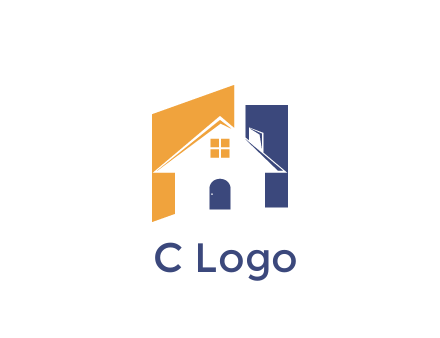 negative spacing of house construction logo