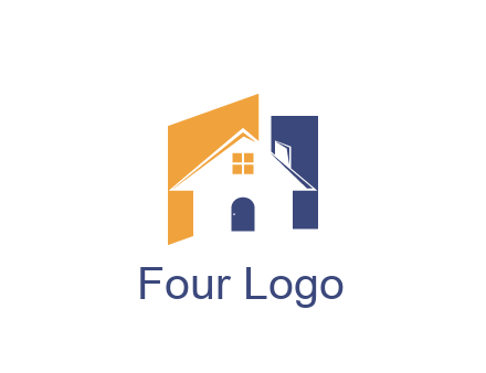 negative spacing of house construction logo