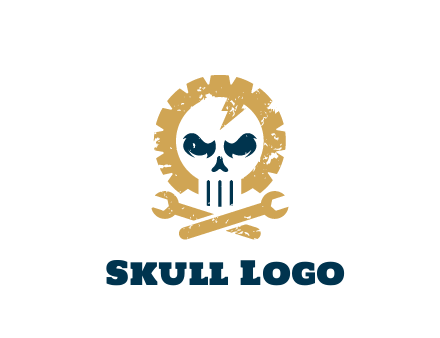 skull in gear with wrench engineering logo