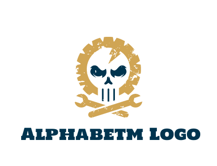 skull in gear with wrench engineering logo