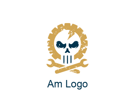 skull in gear with wrench engineering logo