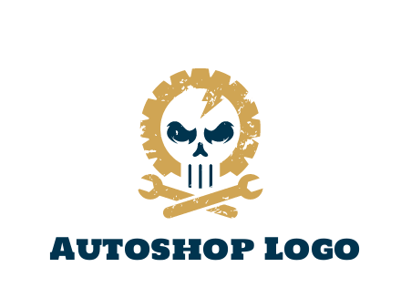 skull in gear with wrench engineering logo