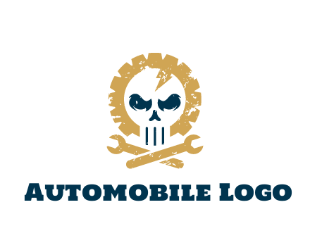 skull in gear with wrench engineering logo