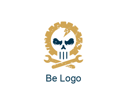 skull in gear with wrench engineering logo