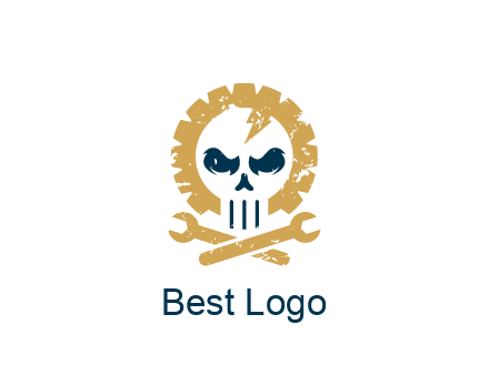skull in gear with wrench engineering logo