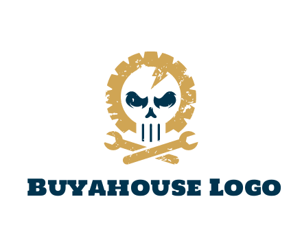 skull in gear with wrench engineering logo