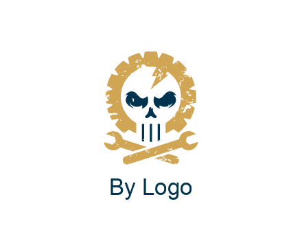 skull in gear with wrench engineering logo