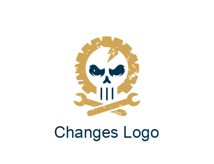 skull in gear with wrench engineering logo