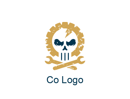 skull in gear with wrench engineering logo