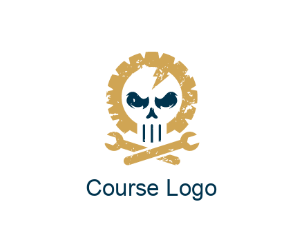 skull in gear with wrench engineering logo