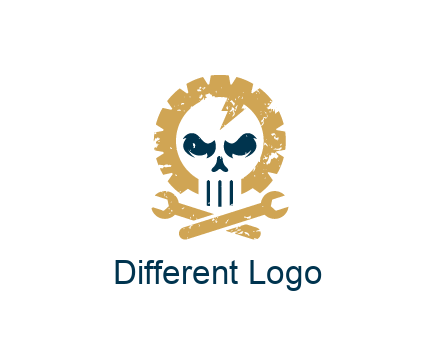 skull in gear with wrench engineering logo