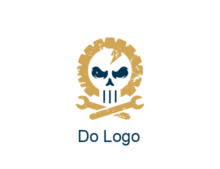 skull in gear with wrench engineering logo
