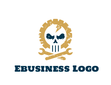 skull in gear with wrench engineering logo
